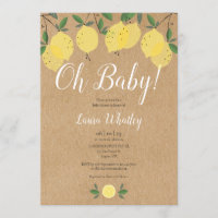 Oh Baby Rustic Boho Lemons Baby Shower Invitation