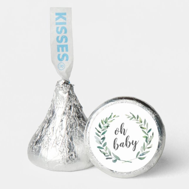 Oh Baby Rustic Greenery Gender Neutral Baby Shower Hershey®'s Kisses® (Front)