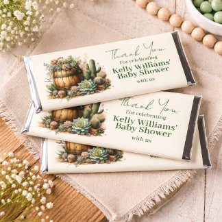 Oh Baby! Rustic Succulents & Cacti Baby Shower Hershey Bar Favors