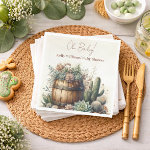 Oh Baby! Rustic Succulents & Cacti Baby Shower Napkins