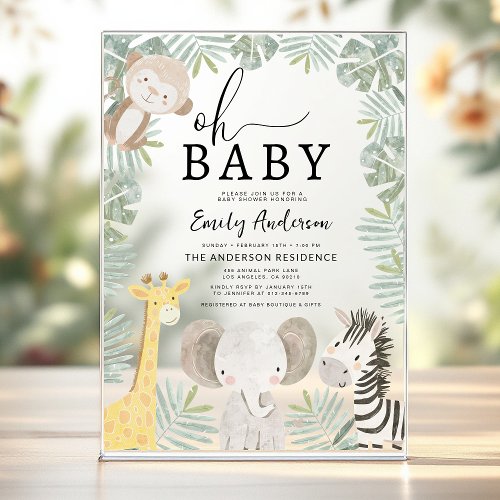 Safari baby shower invitation