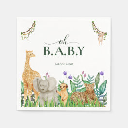 Oh baby Safari Animal Jungle Green Baby Shower Napkins