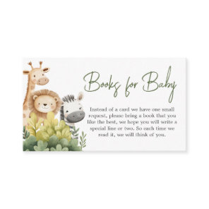 Oh Baby Safari Animals Baby Shower Books for Baby Enclosure Card