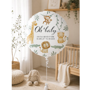 Oh Baby Safari Animals Baby Shower Jungle Greenery Balloon