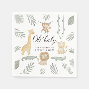 Oh Baby Safari Animals Baby Shower Jungle Greenery Napkins