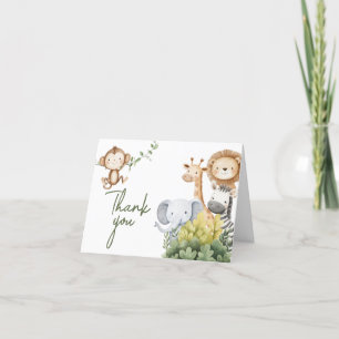 Oh Baby Safari Animals Baby Shower Letterpress Thank You Card