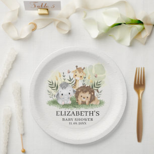 Oh Baby Safari Animals Baby Shower Paper Plates