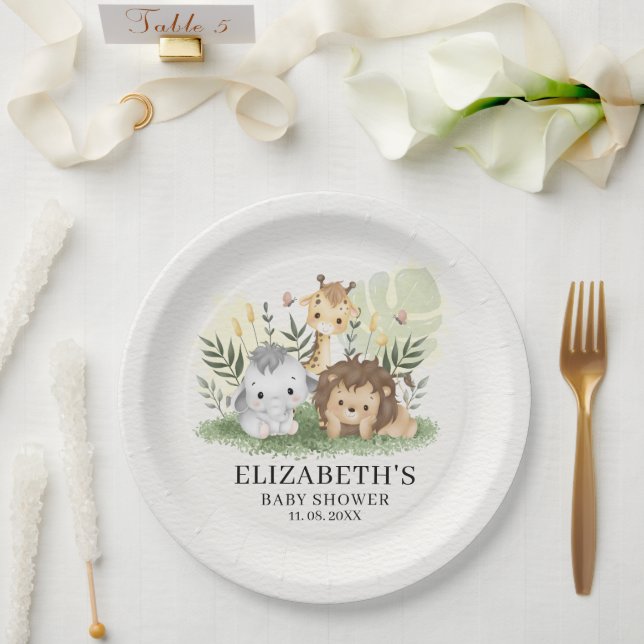 Oh Baby Safari Animals Baby Shower Paper Plates (Wedding)
