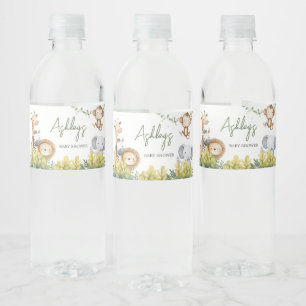 Oh Baby Safari Animals Baby Shower Water Bottle Label