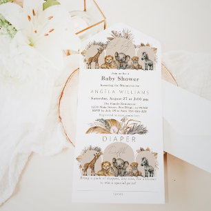 Oh Baby Safari Animals Boho Baby Shower All In One Invitation
