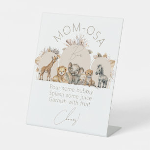 Oh Baby Safari Animals Boho Baby Shower bar Poster Pedestal Sign