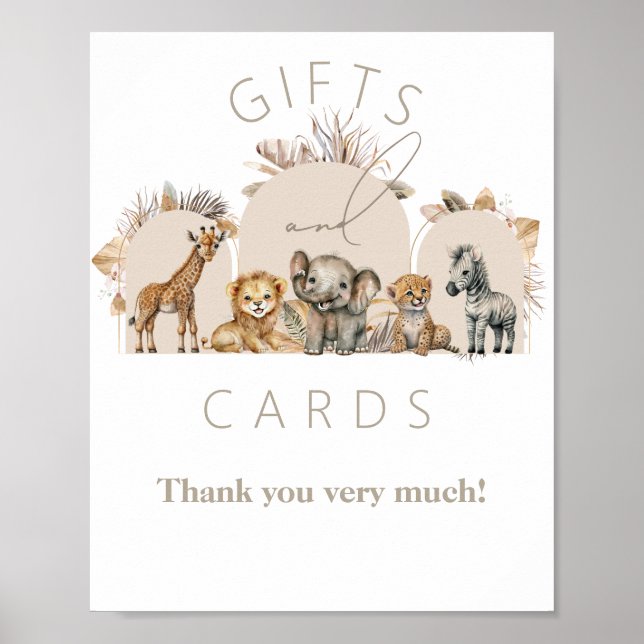 Oh Baby Safari Animals Boho Baby Shower gifts Poster (Front)
