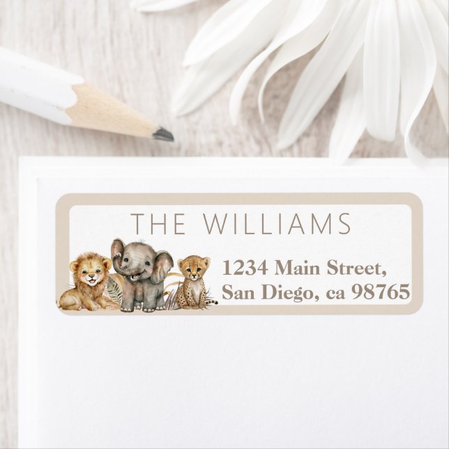 Oh Baby Safari Animals Boho Baby Shower  Label (Insitu)