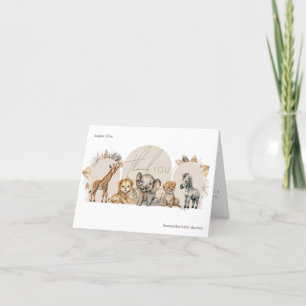 Oh Baby Safari Animals Boho Baby Shower Letterpress Thank You Card