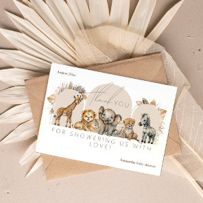 Oh Baby Safari Animals Boho Baby Shower Thank You Card
