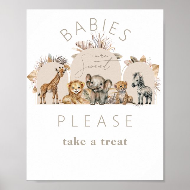 Oh Baby Safari Animals Boho Baby Shower treat Poster (Front)