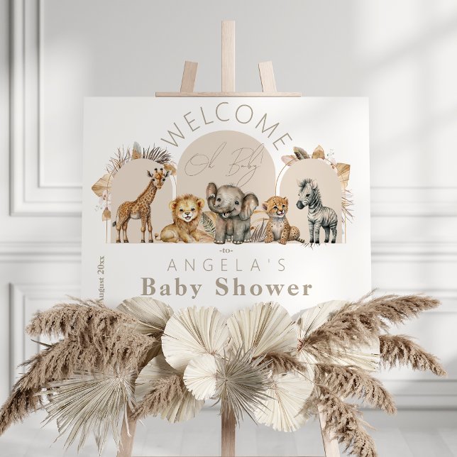 Oh Baby Safari Animals Boho Baby Shower welcome Foam Board (Creator Uploaded)