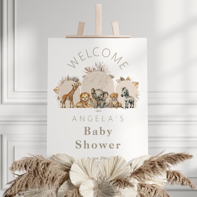 Oh Baby Safari Animals Boho Baby Shower welcome Foam Board (Creator Uploaded)