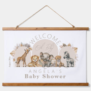 Oh Baby Safari Animals Boho Baby Shower welcome Hanging Tapestry