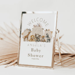 Oh Baby Safari Animals Boho Baby Shower welcome Poster