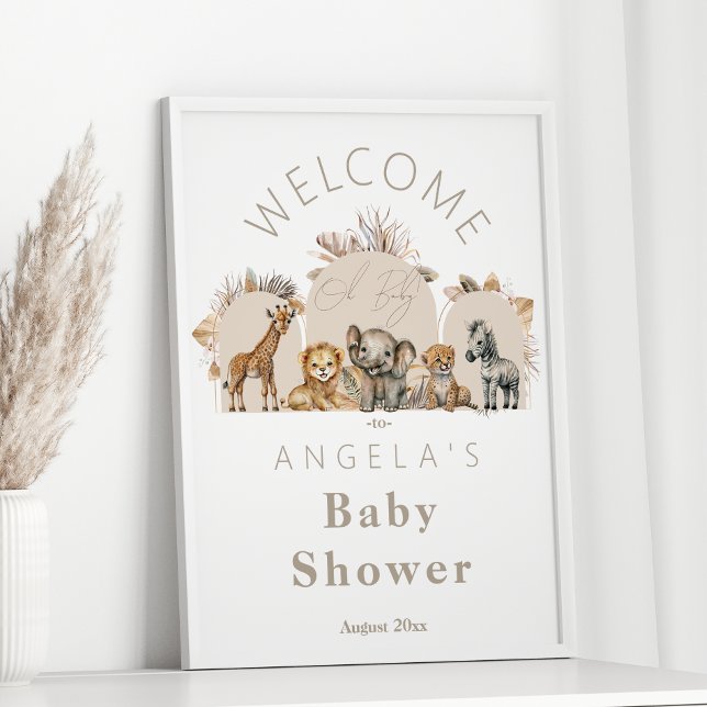 Oh Baby Safari Animals Boho Baby Shower welcome Poster (Creator Uploaded)