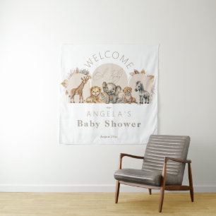 Oh Baby Safari Animals Boho Baby Shower welcome Tapestry
