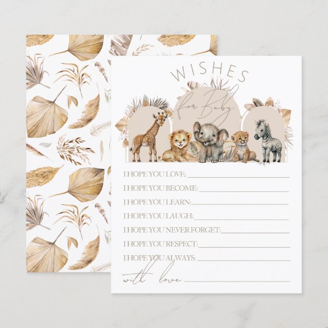 Oh Baby Safari Animals Boho Baby Shower wishes (Front/Back)