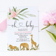 Oh baby safari greenery gold girl baby shower invitation