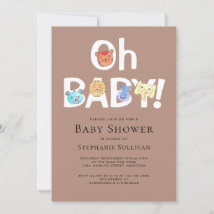 Oh Baby Safari Jungle Animals Baby Shower Invitation