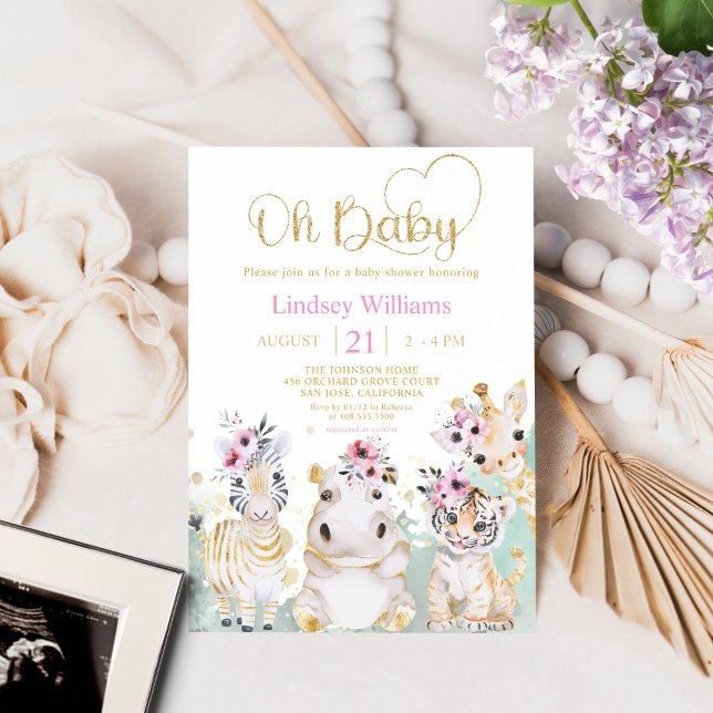 Oh Baby Safari Wild One Zoo Animals Baby Shower Invitation (Creator Uploaded)