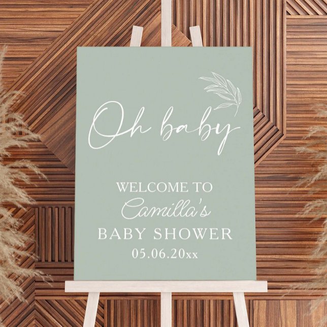 Oh Baby Sage Green Modern Baby Shower Foam Board (Creator Uploaded)
