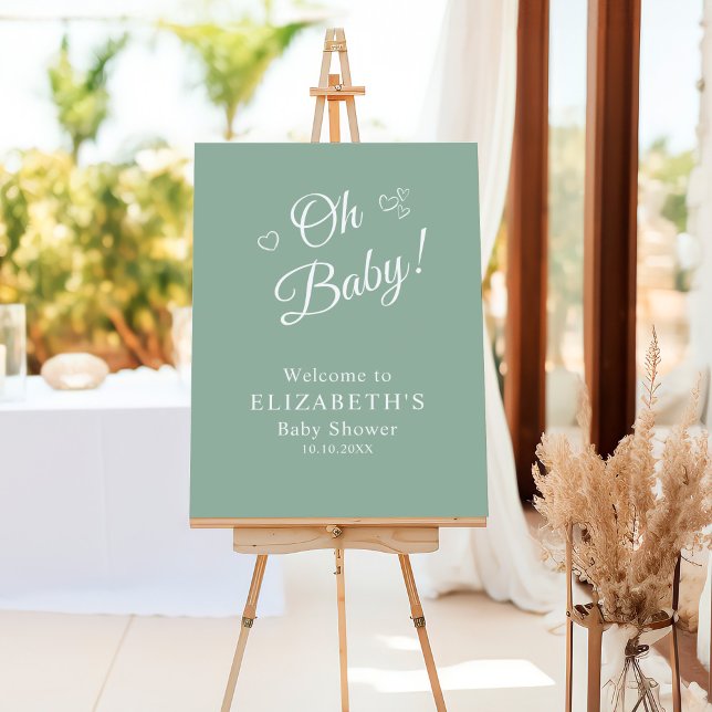 Oh Baby Sage Green Modern Baby Shower Welcome Foam Board (Oh Baby Sage Green Modern Baby Shower Welcome Foam Board)