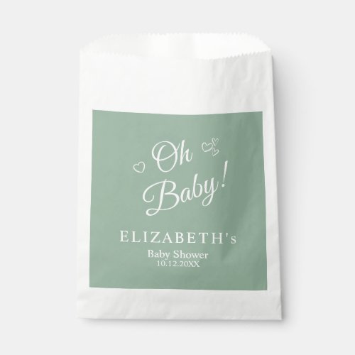 Oh Baby Sage Green Modern Minimalist Baby Shower Favor Bag