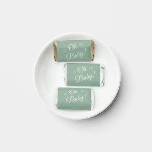 "Oh Baby" Sage Green Modern Minimalist Baby Shower Hershey's Miniatures
