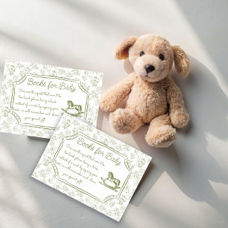 Oh baby sage green rocking horse book request enclosure card