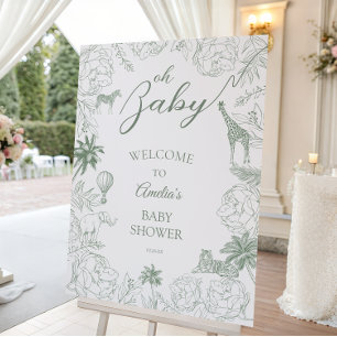 Oh Baby Sage Green Safari Jungle Animals Foam Board