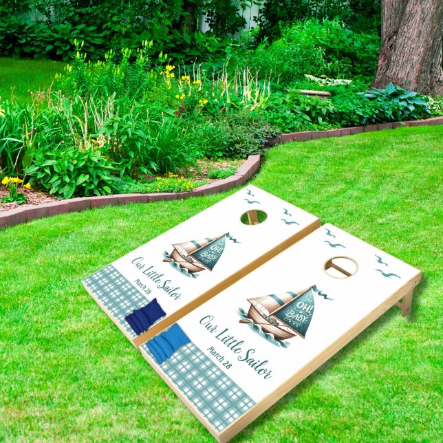"Oh, Baby" Sailor Baby Shower Cornhole Set (Oh, Baby Baby Shower Cornhole Game)