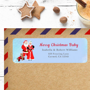 Oh Baby Santa & Mrs. Claus Baby Shower Address Label