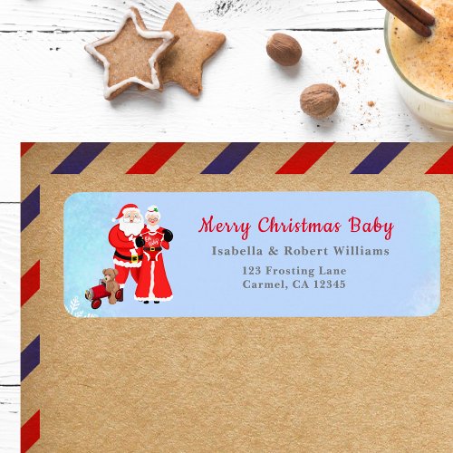 Oh Baby Santa  Mrs Claus Baby Shower Address Label