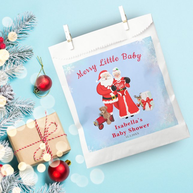 Oh Baby Santa & Mrs. Claus Baby Shower Favor Bag (Ignite baby shower magic with our Santa-themed favor bag, combining joy and anticipation effortless.)
