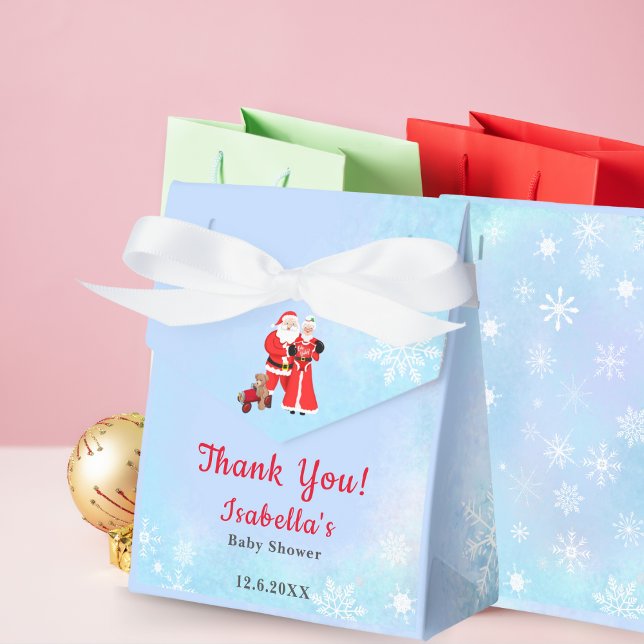 Oh Baby Santa & Mrs. Claus Baby Shower Favor Boxes (Unwrap Delights in Enchanting Favor Boxes for Your Baby Shower.)