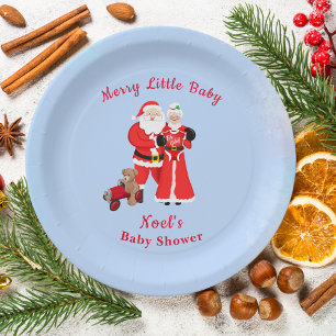 Oh Baby Santa & Mrs. Claus Baby Shower Paper Plates