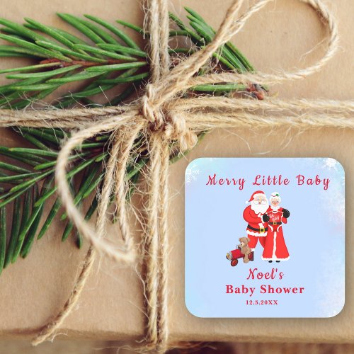 Oh Baby Santa  Mrs Claus Baby Shower Square Sticker
