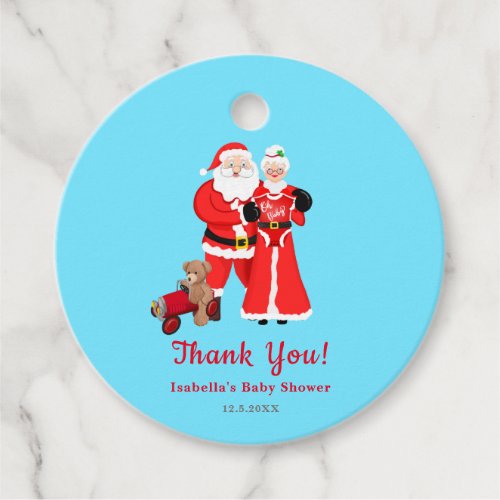 Oh Baby Santa  Mrs Claus Baby Shower Thank You Favor Tags