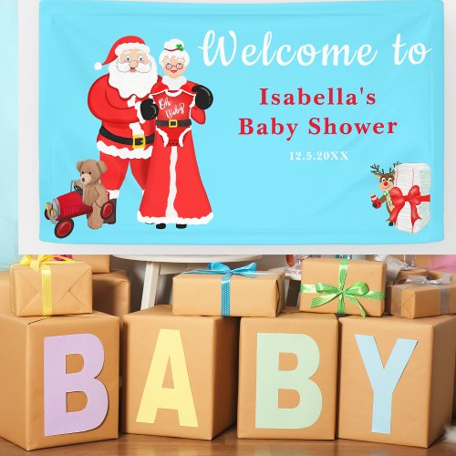 Oh Baby Santa  Mrs Claus Baby Shower Welcome Banner