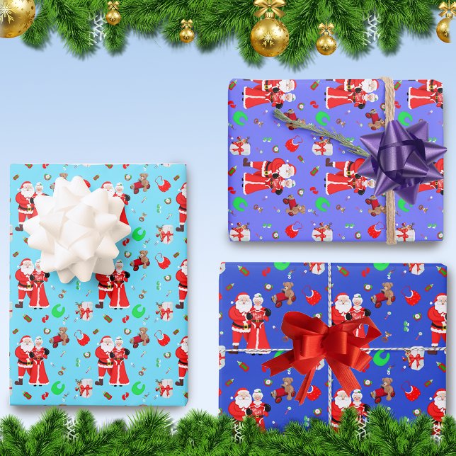 Oh Baby Santa & Mrs. Claus Baby Shower Wrapping Paper Sheets (Fun Baby Shower or New Baby Christmas gift wrapping paper!)