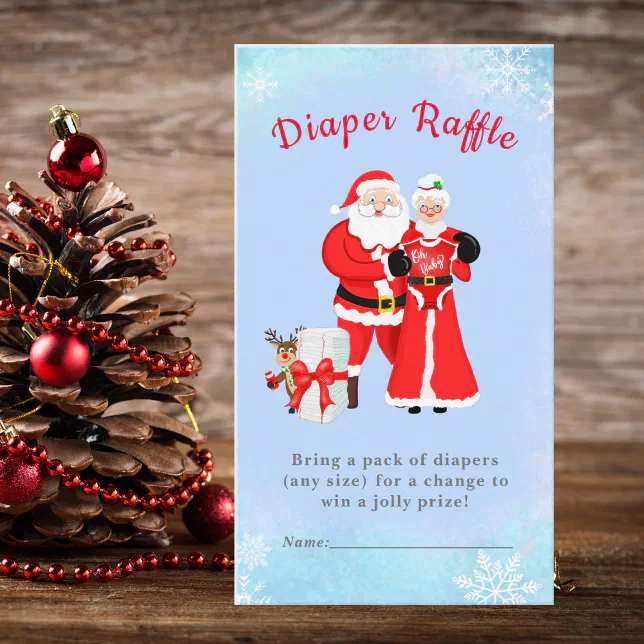 Santa Clause Raffle Oh Baby Santa & Mrs. Claus Diaper Raffle Enclosure Card | Zazzle