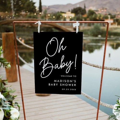 Oh Baby Script Black Baby Shower Welcome Sign