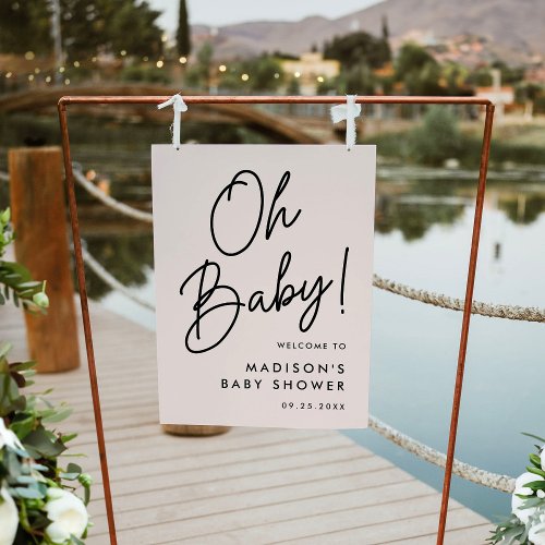 Oh Baby Script Blush Baby Shower Welcome Sign
