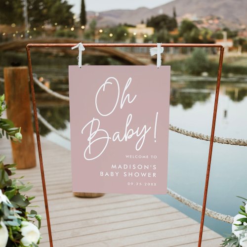 Oh Baby Script Dusty Rose Baby Shower Welcome Sign